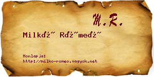Milkó Rómeó névjegykártya